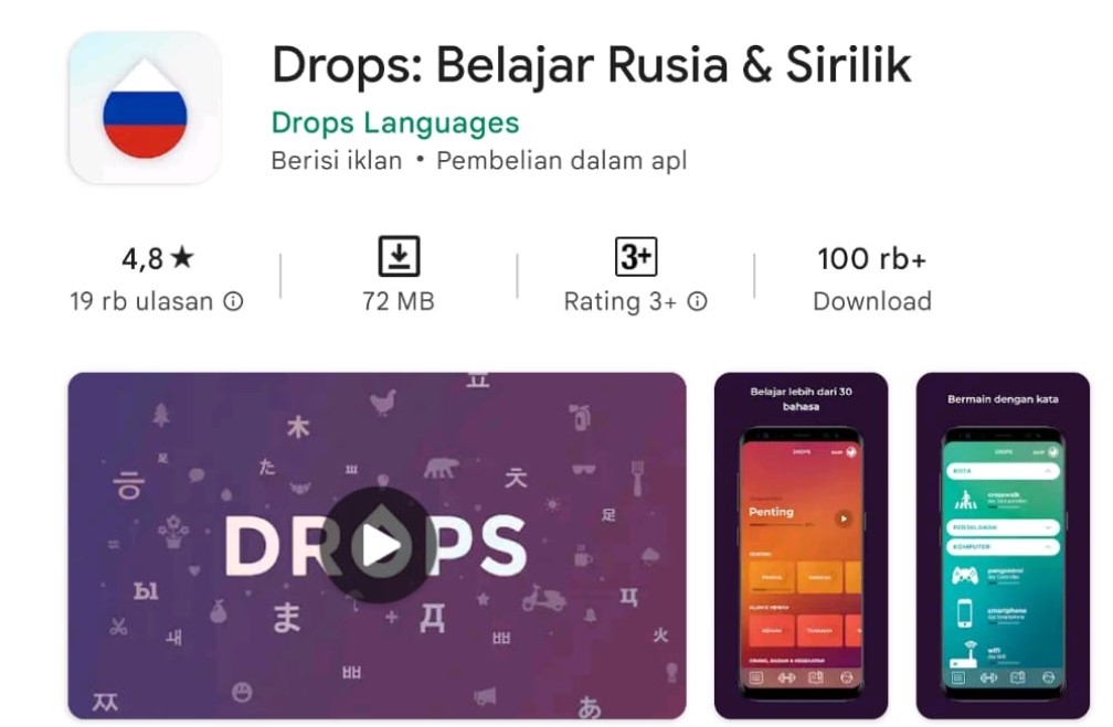 Drops Learn Russian. Speak Russian Aplikasi Belajar Bahasa Rusia