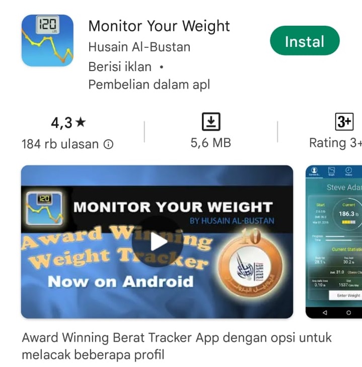 Aplikasi monitor your weight