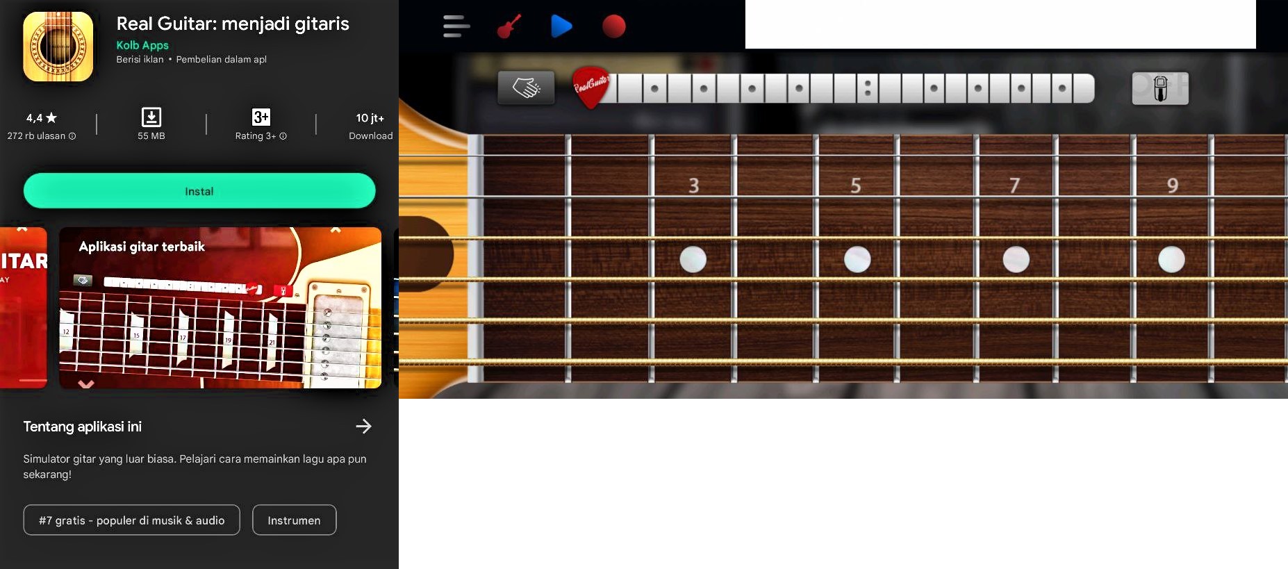 Aplikasi belajar gitar terbaik untuk Pemula - Real Guitar 